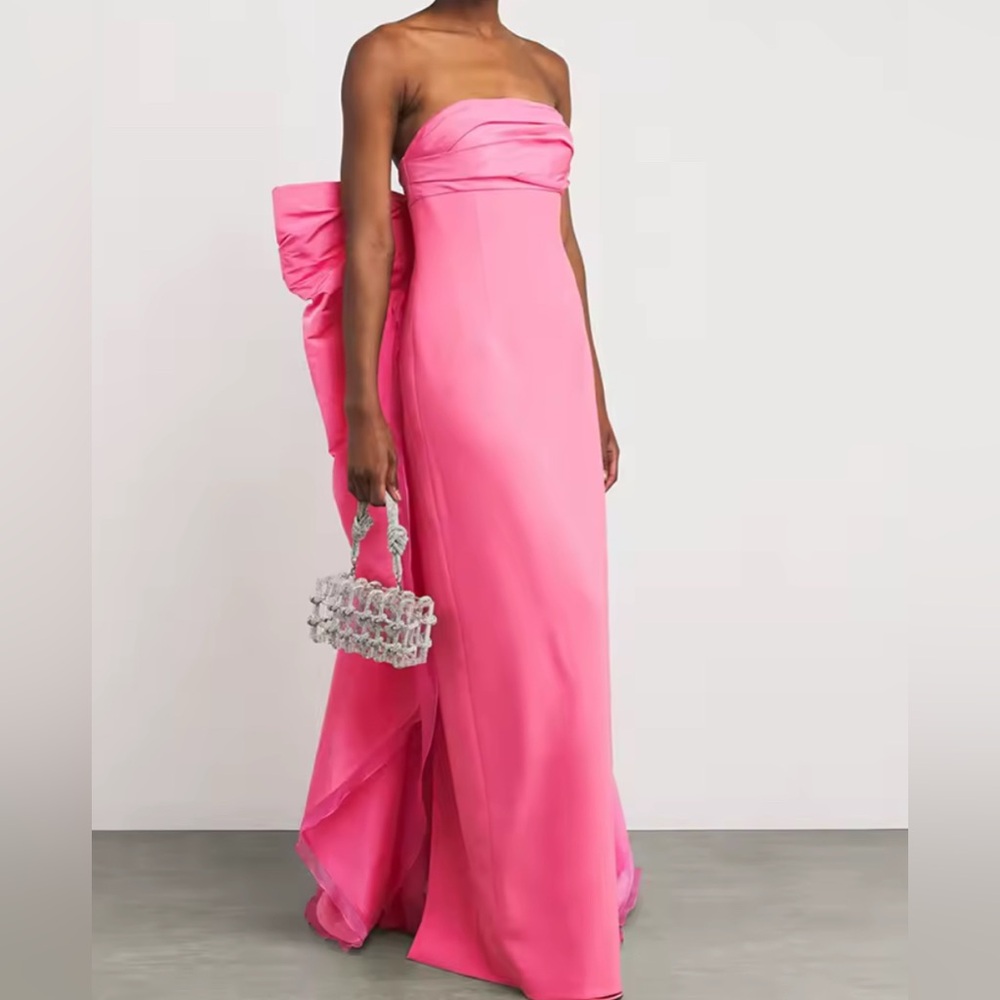 NEW $598 La Belle Présence Couture Pink Bow Strapless Gown